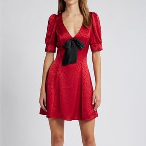 Charles Henry Red Mini Dress with Black Accent NWT